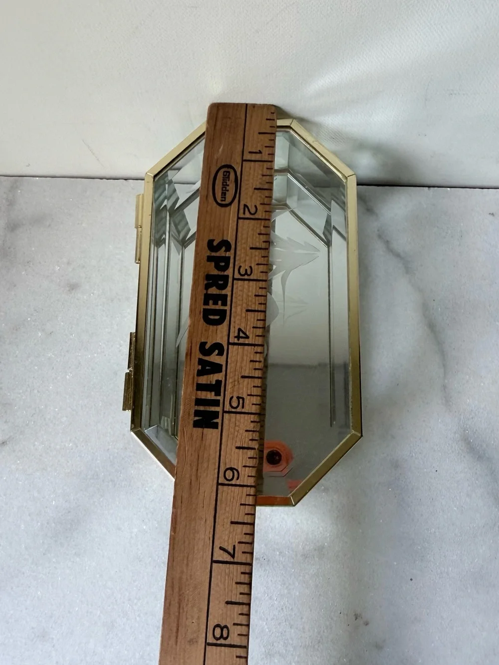 Glass and Brass Display Jewelry Case - Gold Finish, vintage